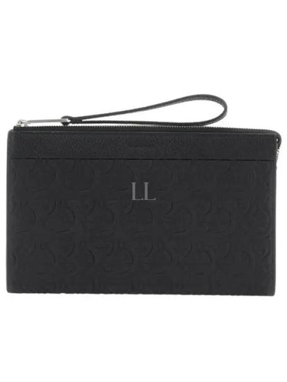 Embossed Logo Zipped Clutch Bag Black - SALVATORE FERRAGAMO - BALAAN 2