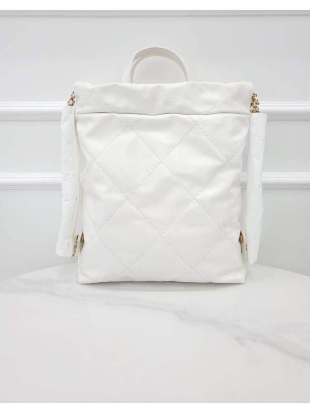 22 Backpack White Gold Small - CHANEL - BALAAN 3