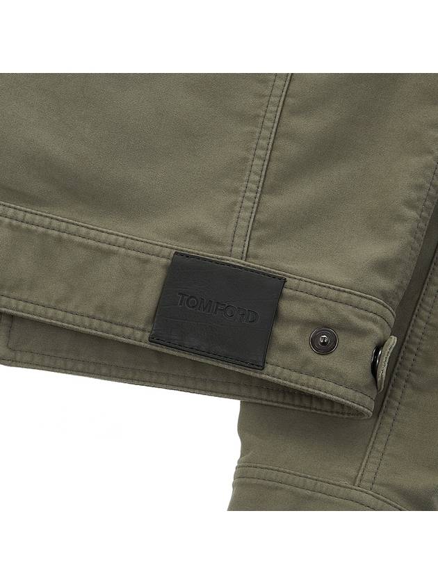 Men's Zipper Pocket Fur Collar Cotton Jacket Khaki - TOM FORD - BALAAN.