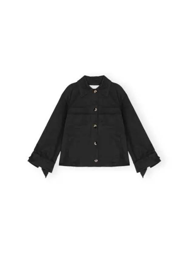 Herringbone Canvas Suit Jacket Black - GANNI - BALAAN 2