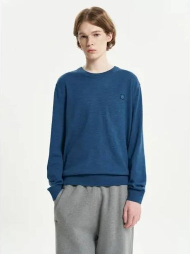 Men s Bold Foxhead Patch Regular Pullover Sapphire Domestic Product - MAISON KITSUNE - BALAAN 1