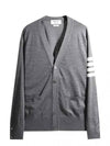 Men's Sustainable Classic Diagonal Wool Cardigan Medium Grey - THOM BROWNE - BALAAN 2