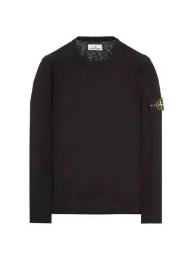 Compass Badge Ribbed Cotton Knit Top Black - STONE ISLAND - BALAAN 2