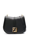 C'Mon Medium Leather Shoulder Bag Black - FENDI - BALAAN 1