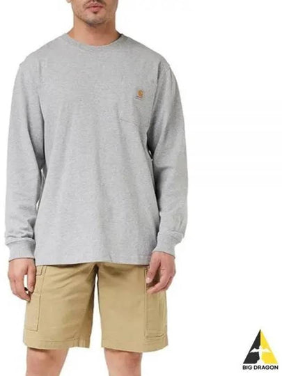 Heavyweight Pocket Loose Fit Long Sleeve T-Shirt Heather Grey - CARHARTT - BALAAN 2