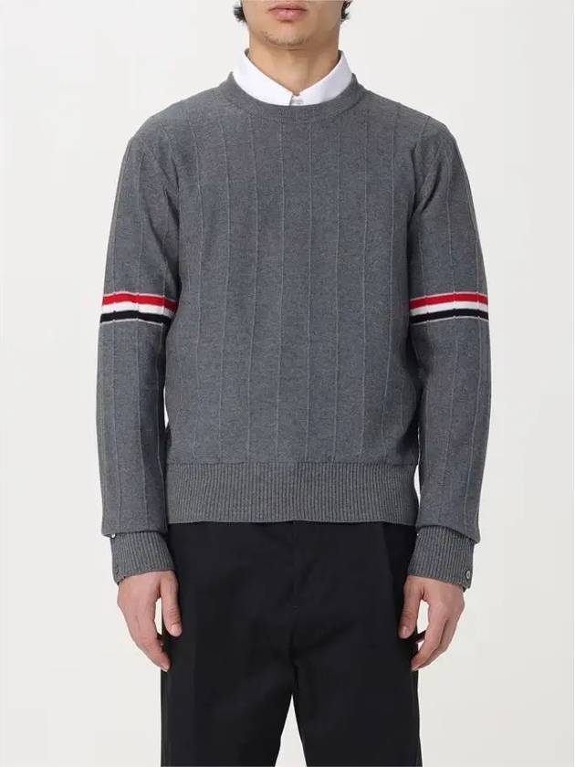 Men's Wool Relaxed Pullover Knit Top Med Grey - THOM BROWNE - BALAAN 6