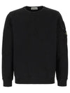 Brushed Organic Cotton Fleece Sweatshirt Black - STONE ISLAND - BALAAN 2