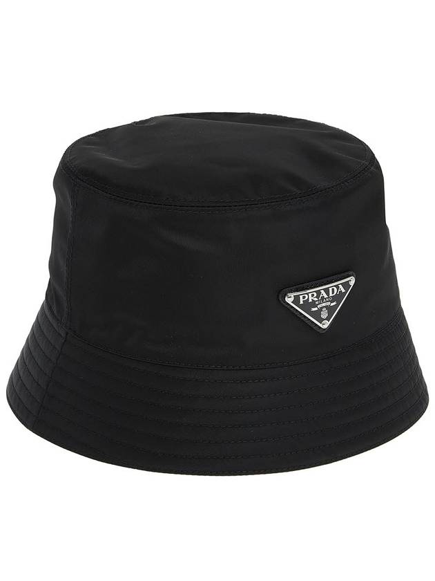 Triangle Logo Re-nylon Bucket Hat Black - PRADA - BALAAN 5