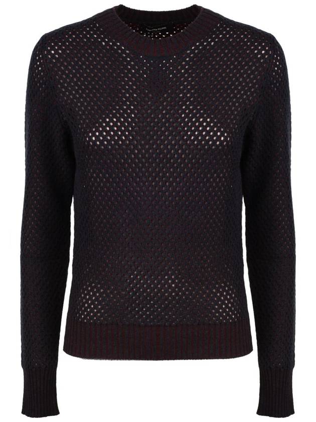 Fabiana Filippi Blue And Burgundy Virgin Wool Mesh Sweater - FABIANA FILIPPI - BALAAN 1