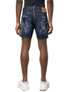 Men's Commando Dark Ribbed Wash Denim Shorts Blue - DSQUARED2 - BALAAN 5