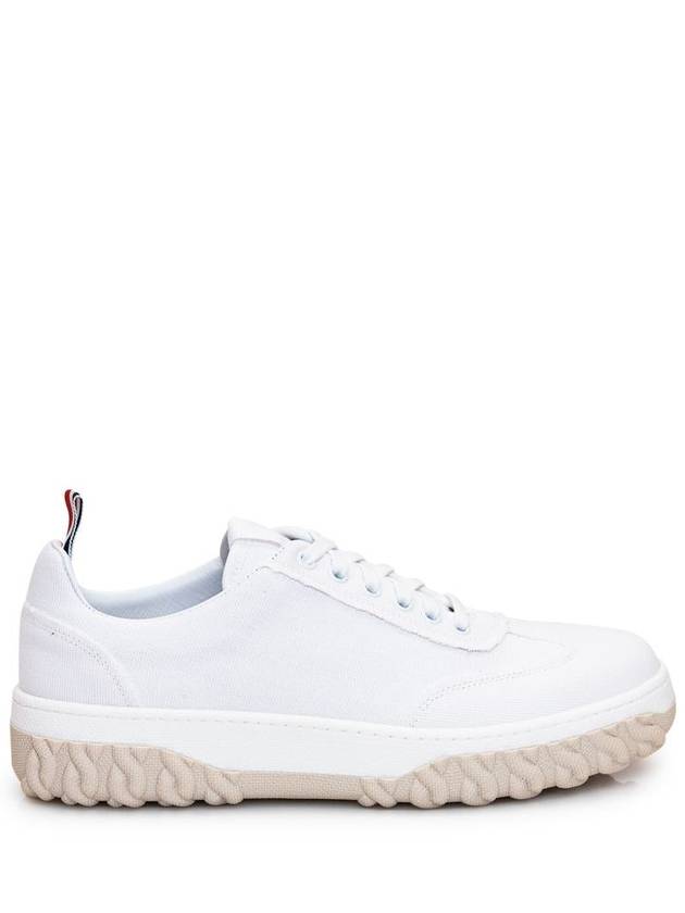 Frayed Canvas Cable Knit Sole Field Shoes White - THOM BROWNE - BALAAN 2