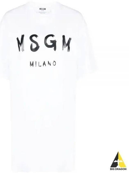 Brushed Logo Midi Dress White - MSGM - BALAAN 2