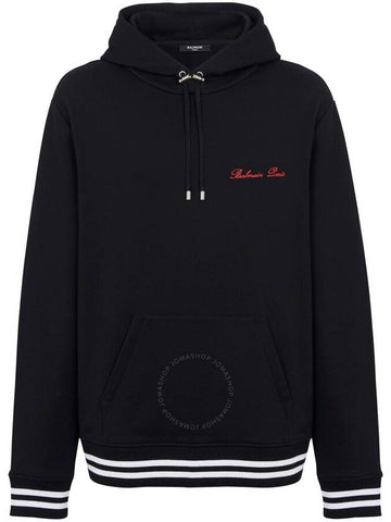 Balmain Signature-Embroidered Cotton Hoodie, Size X-Small - BALMAIN - BALAAN 1