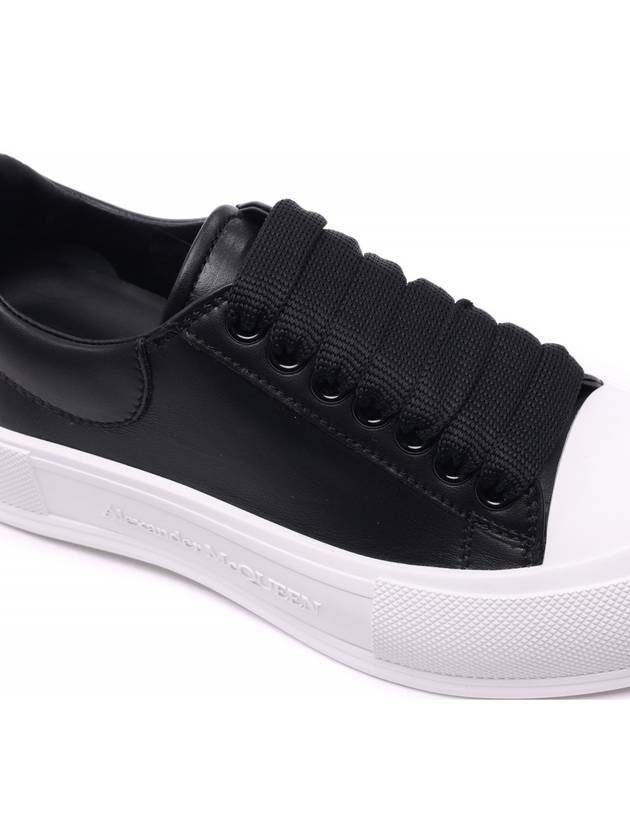 Deck Plimsol Leather Low Top Sneakers Black - ALEXANDER MCQUEEN - BALAAN 6