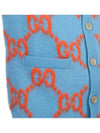 GG Intarsia Wool Cardigan Orange Light Blue - GUCCI - BALAAN 7