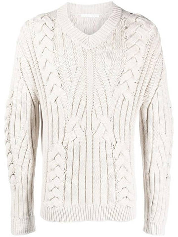 Cable knit V neck sweater N02HM702 - HELMUT LANG - BALAAN 1