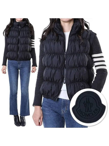 APRIATE Black Rubber Logo Patch Shirring Padded Vest 1A00026 5973I 999 - MONCLER - BALAAN 1