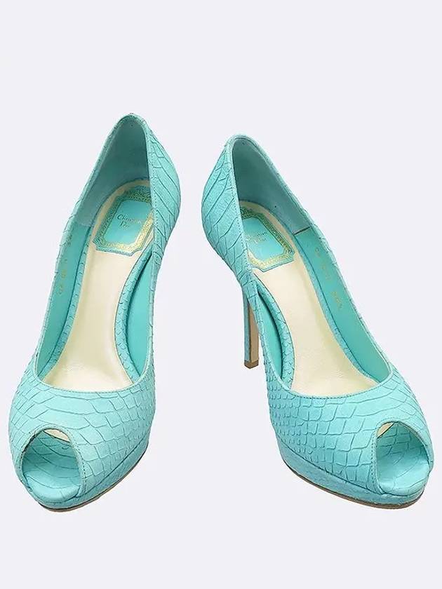 Mint color python pattern women s open toe pumps heel 235MM - DIOR - BALAAN 2