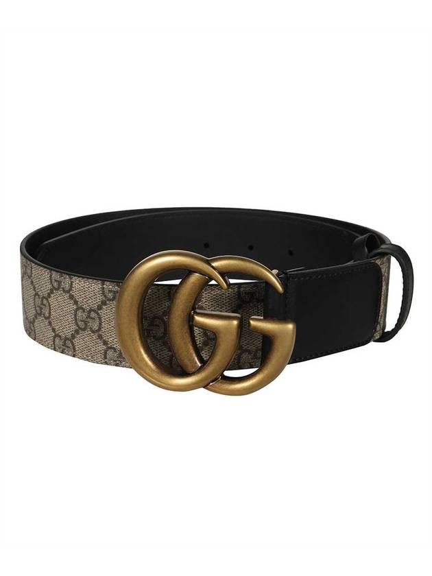 GG Buckle Leather Belt Black Beige - GUCCI - BALAAN 1