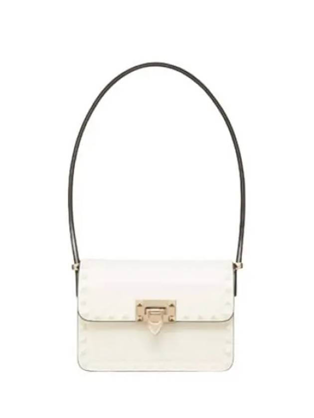 Small Rockstud Detail Leather Shoulder Bag White - VALENTINO - BALAAN 2