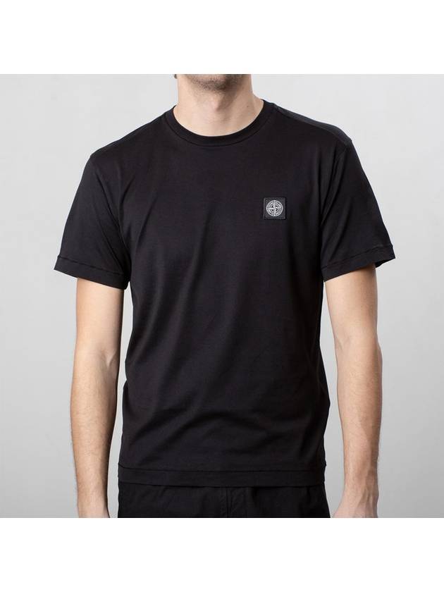 Logo Patch Short Sleeve T-Shirt Black - STONE ISLAND - BALAAN 2