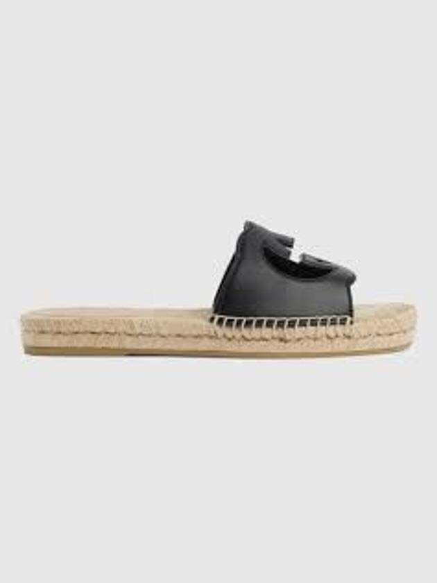 Interlocking G Cutout Slide Slippers Black - GUCCI - BALAAN 3