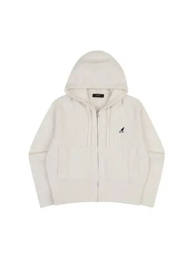 Women s Knit Hooded Zip up 1893 Ivory - KANGOL - BALAAN 1