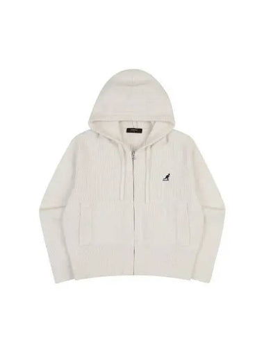 Women s Knit Hooded Zip up 1893 Ivory - KANGOL - BALAAN 1