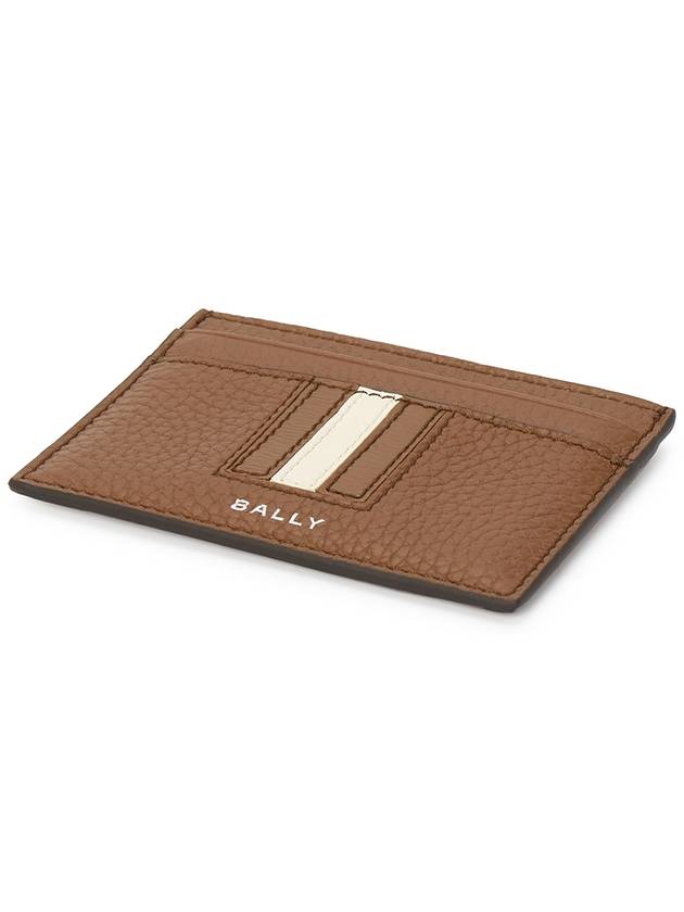 Striped Logo Leather Card Wallet Brown - BALLY - BALAAN 4