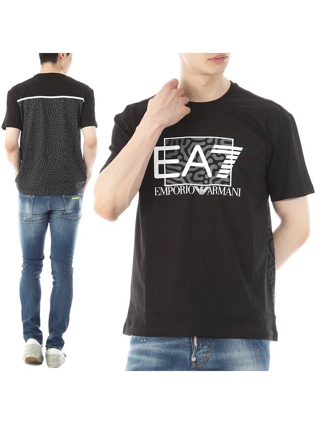 EA7 Logo Short Sleeve T-Shirt Black - EMPORIO ARMANI - BALAAN 2