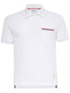 Men's Three Stripes Pocket Mercerized Short Sleeve Polo Shirt White - THOM BROWNE - BALAAN 2