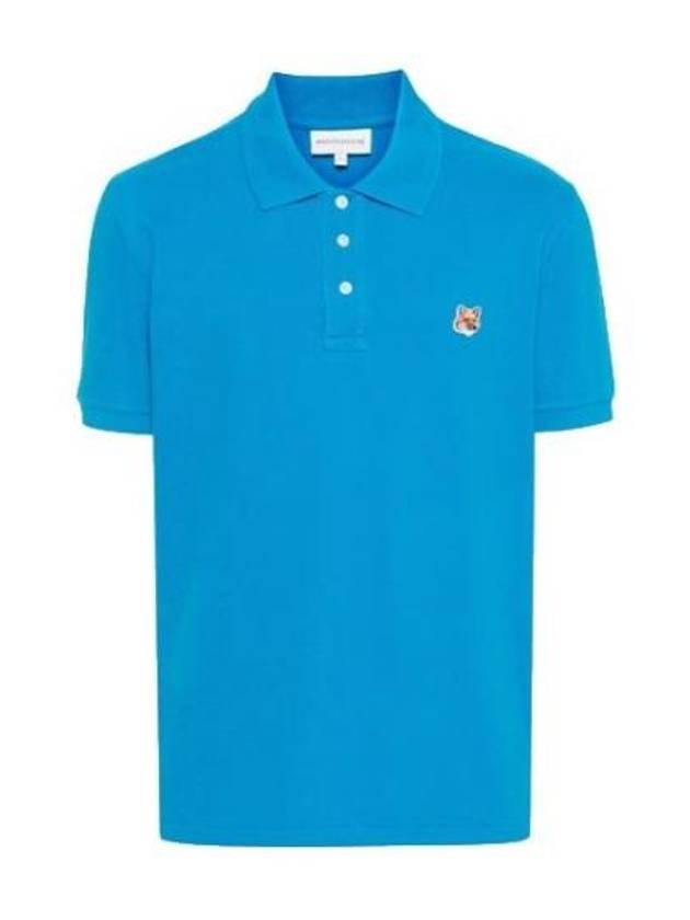 Fox Head Patch Cotton Polo Shirt Blue - MAISON KITSUNE - BALAAN 2