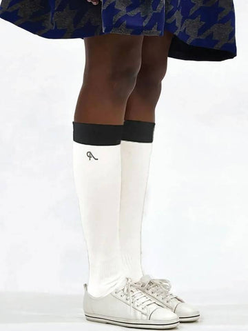 Cushion Color Block Knee Socks White - ATHPLATFORM - BALAAN 1