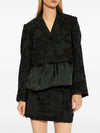 Boucle Jacquard Crop Blazer Jacket Black - GANNI - BALAAN 6