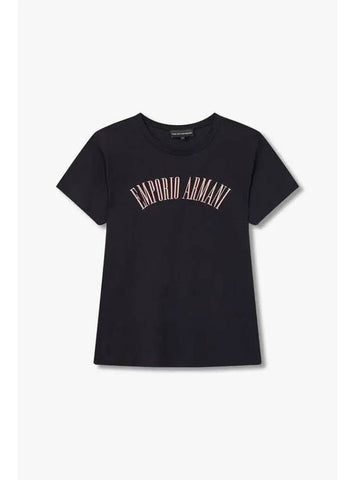 Women s Glitter Logo Cotton T Shirt Black - EMPORIO ARMANI - BALAAN 1