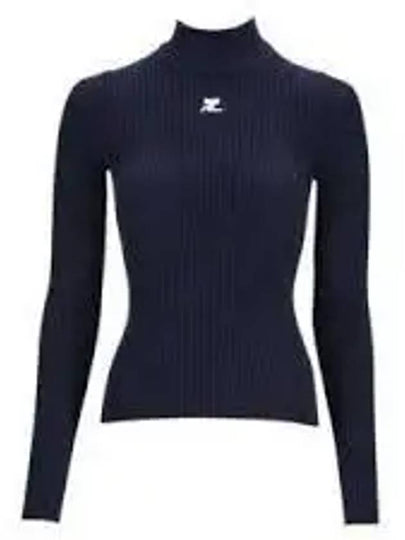 Mockneck Rib Knit Top Navy - COURREGES - BALAAN 2