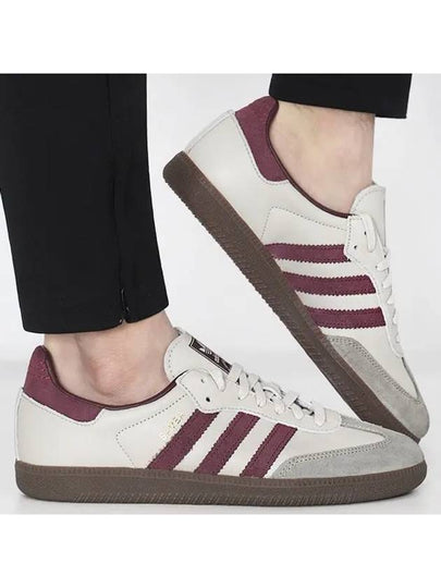 Samba OG Low Top Sneakers Putty Grey Maroon - ADIDAS - BALAAN 2