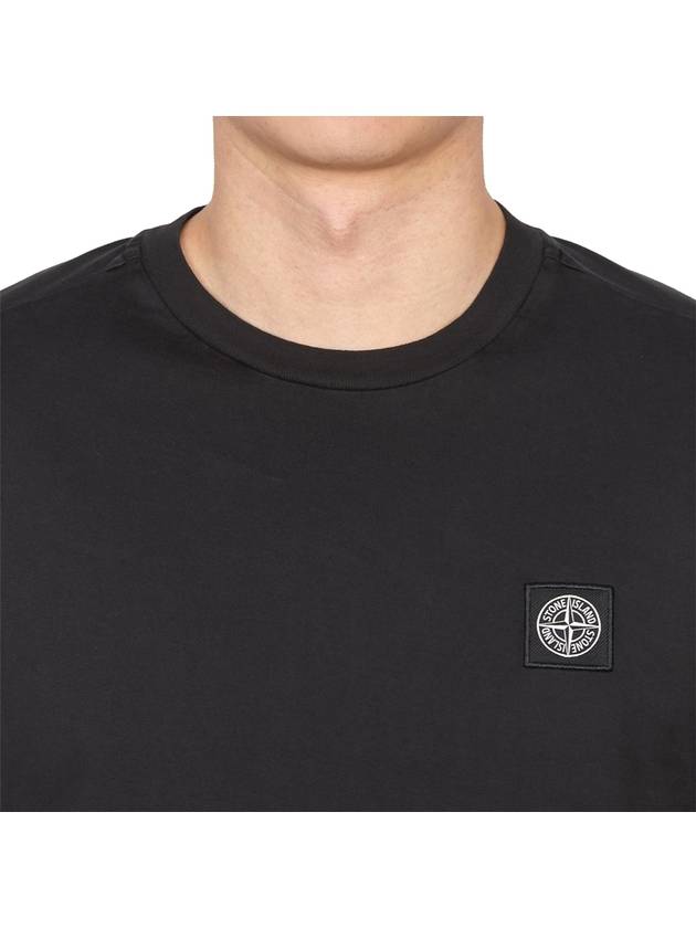 Logo Patch Short Sleeve T-Shirt Black - STONE ISLAND - BALAAN 6