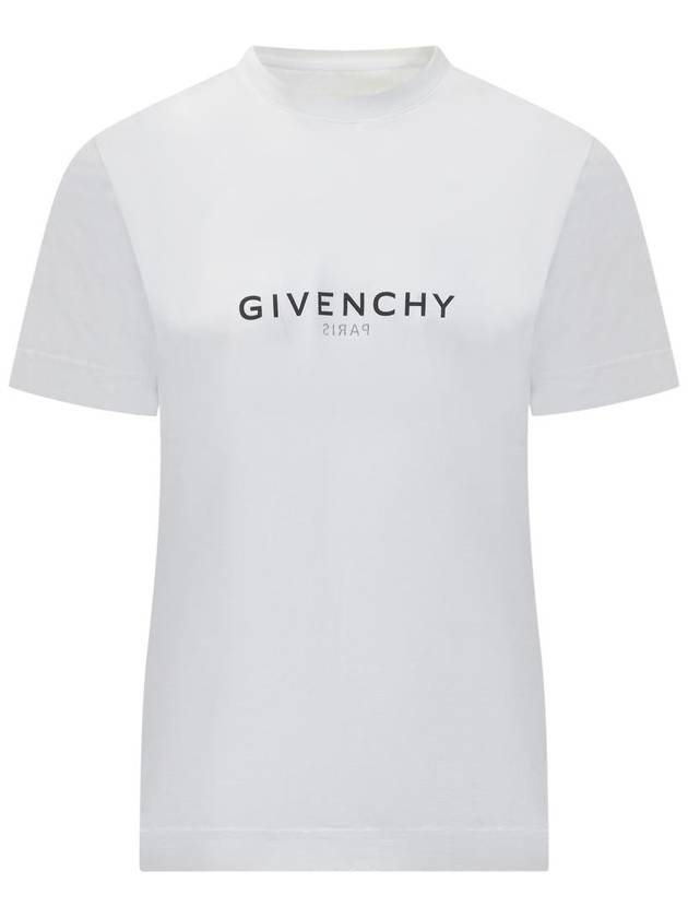 Men's Reverse Logo Round Slim Short Sleeve T-Shirt White - GIVENCHY - BALAAN 2