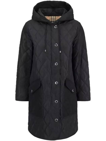 Diamond Quilted Hooded Single Coat Black - BURBERRY - BALAAN 2