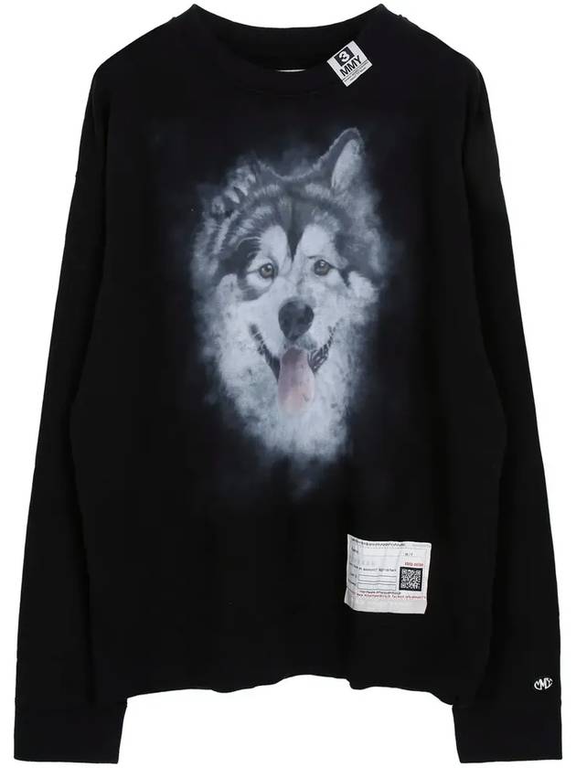 Yasuhiro Mihara 24SS Black Dog Print Sweatshirt A12PO673 BLACK - MAISON MIHARA YASUHIRO - BALAAN 1