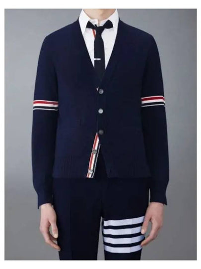 Milano Stitch Sprite Armband Cotton V-neck Cardigan Navy - THOM BROWNE - BALAAN 2