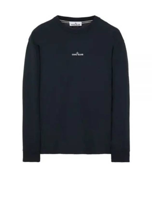 Tape Three Print Cotton Jersey Long Sleeve T-Shirt Navy - STONE ISLAND - BALAAN 2