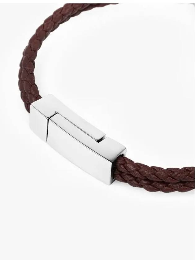 Gancini Leather Bracelet Silver Brown - SALVATORE FERRAGAMO - BALAAN 5