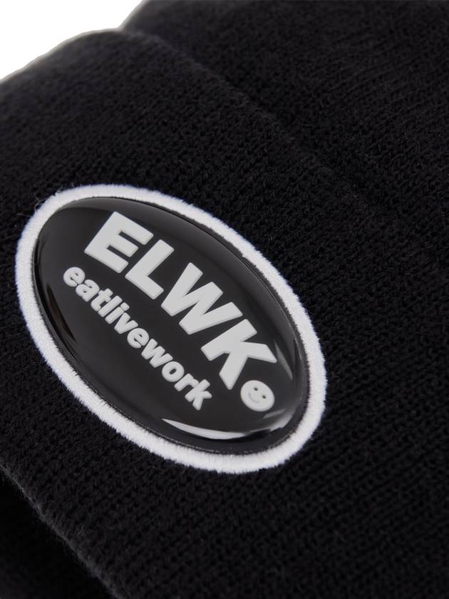 Men's Logo Patch Embroidery Beanie Black 012 - ELWKSTUDIO - BALAAN 4