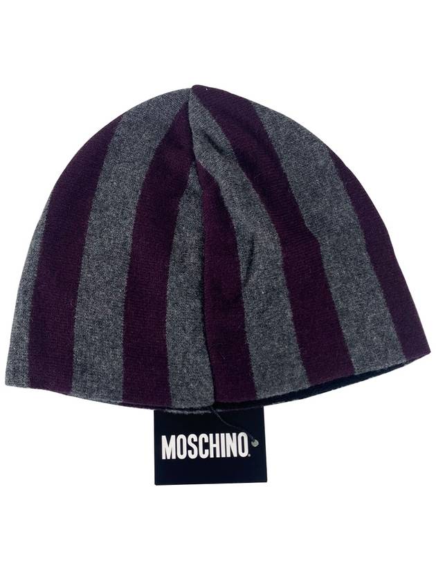 01156 002 Dark Gray Purple Beanie - MOSCHINO - BALAAN 3