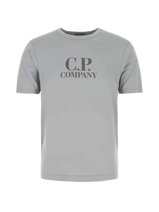 Men's Logo Print Short Sleeve T-Shirt Light Grey - CP COMPANY - BALAAN 1