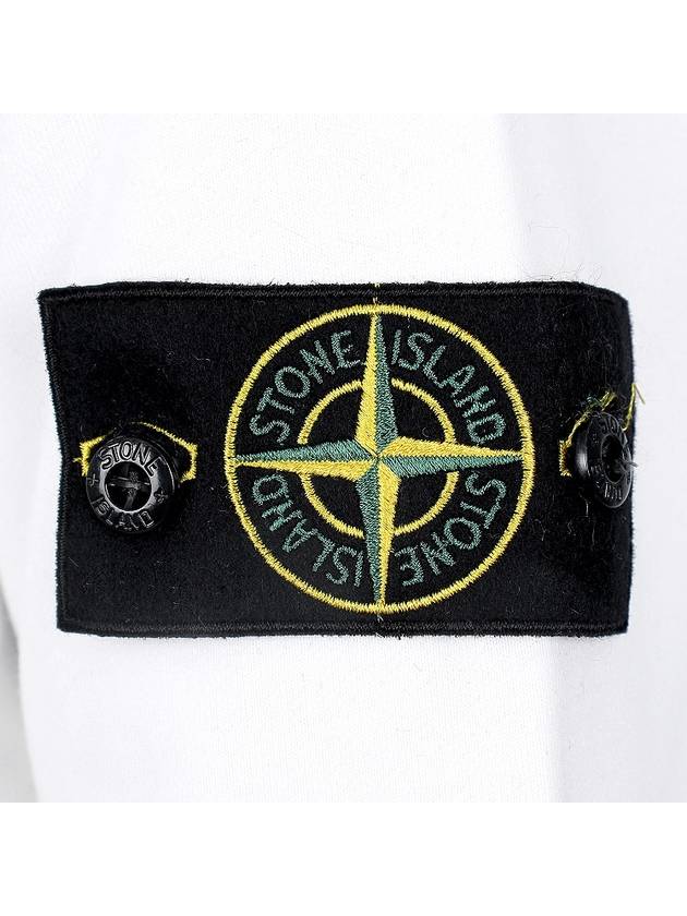 Logo Patch Drawstring Hoodie White - STONE ISLAND - BALAAN 6