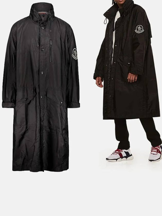 Shoulder Logo Patch Hooded Parka Black - MONCLER - BALAAN.