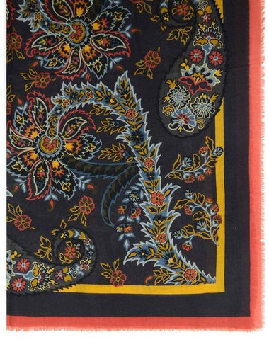 Etro Black Wool Blend Scarf - ETRO - BALAAN 1